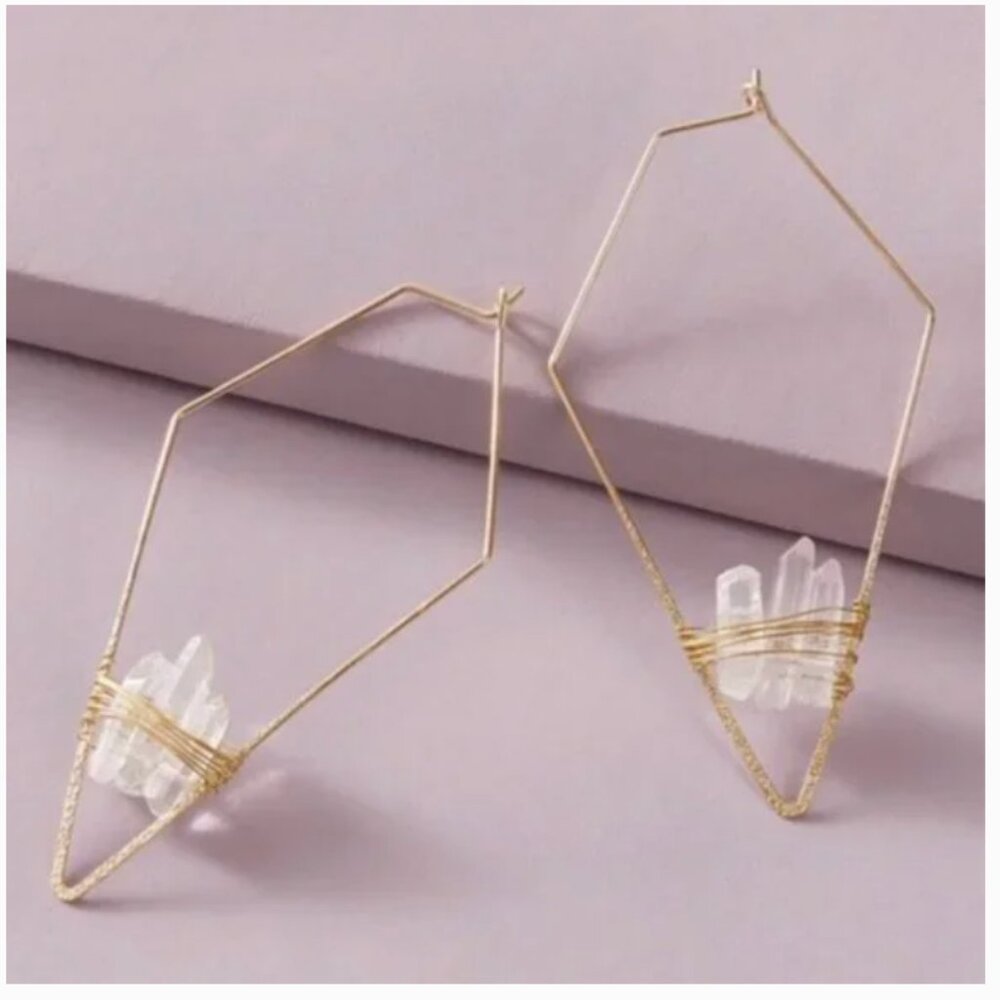 ⭐️❤️ FREE Geode Threader Minimal Modern Hippie Hipster Geo Boho Stone Earrings